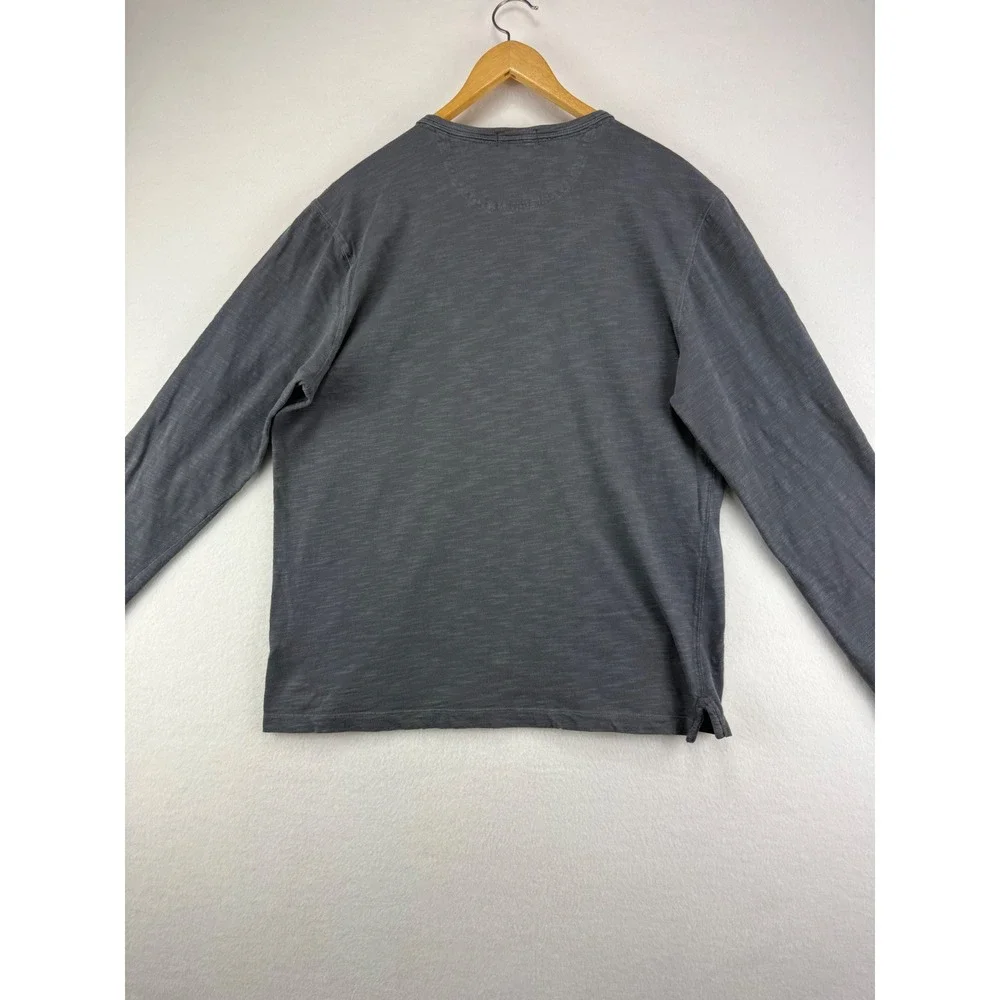 Banana Republic Henley Shirt Mens Large‎ Gray Long Sleeve Slub Knit 2 Pocket Top